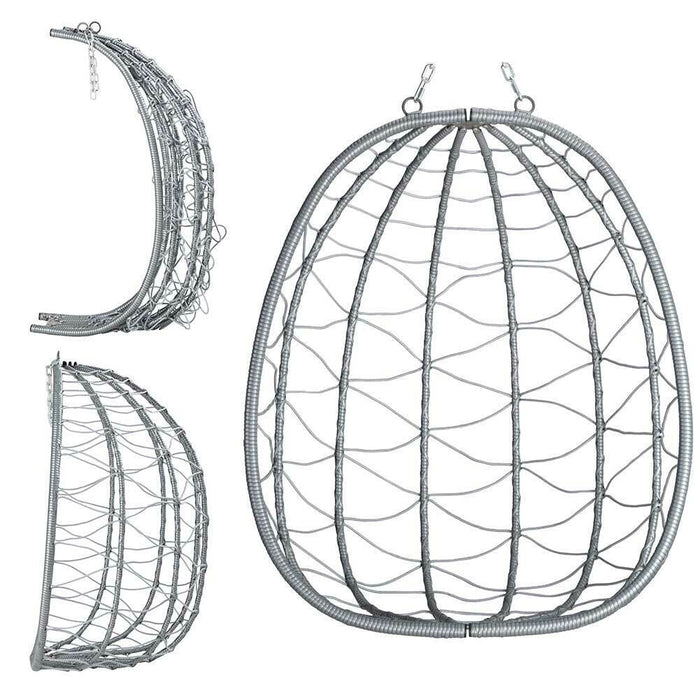 Poltrona Sospesa Giardino Sedia Dondolo Amaca pendolo in Rattan e Metallo Grigio