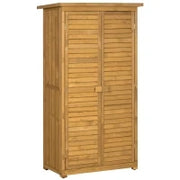 Casetta in Legno da Giardino con Tetto Impermeabile, Armadio da Esterno Porta Attrezzi da Giardino con 3 Mensole, 87x46.5x160cm