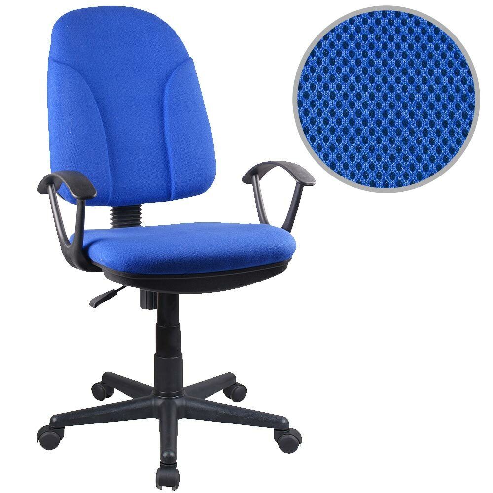 Sedia Scrivania con Ruote Girevole Poltrona Ufficio Tessuto Traspirante Blu
