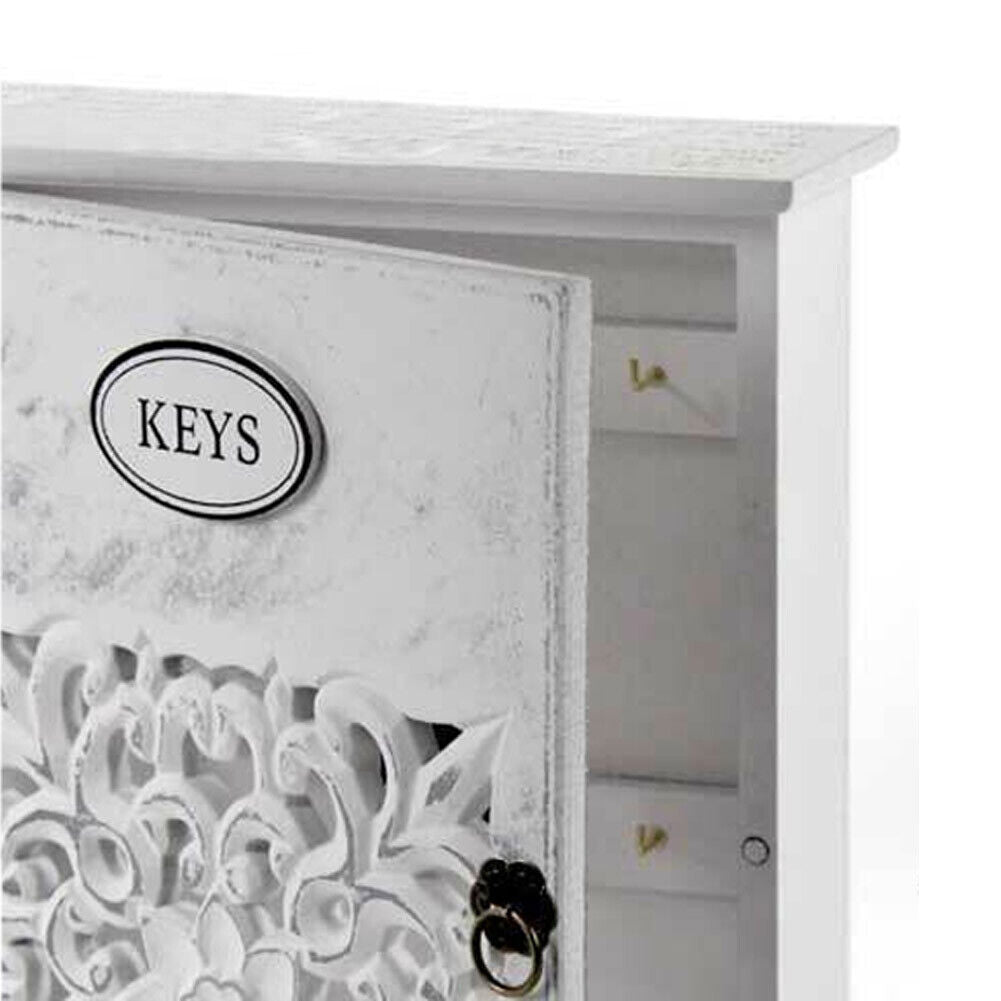 Armadietto Portachiavi da Parete in Legno Shabby Chic Dimensioni 20x6x26H cm