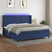 Letto a Molle Materasso e LED Blu 200x200cm in Tessuto 3138267