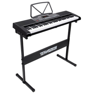 Tastiera Musicale Pianola Elettronica 61 Tasti Luminosi con Supporto e Sgabello