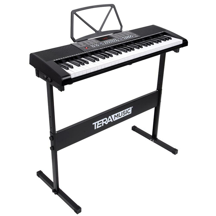 Tastiera Musicale Pianola Elettronica 61 Tasti Luminosi con Supporto e Sgabello