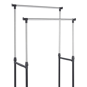Stand Appendiabiti Doppio con Ruote Stender Regolabile in Altezza 80x40x160cm