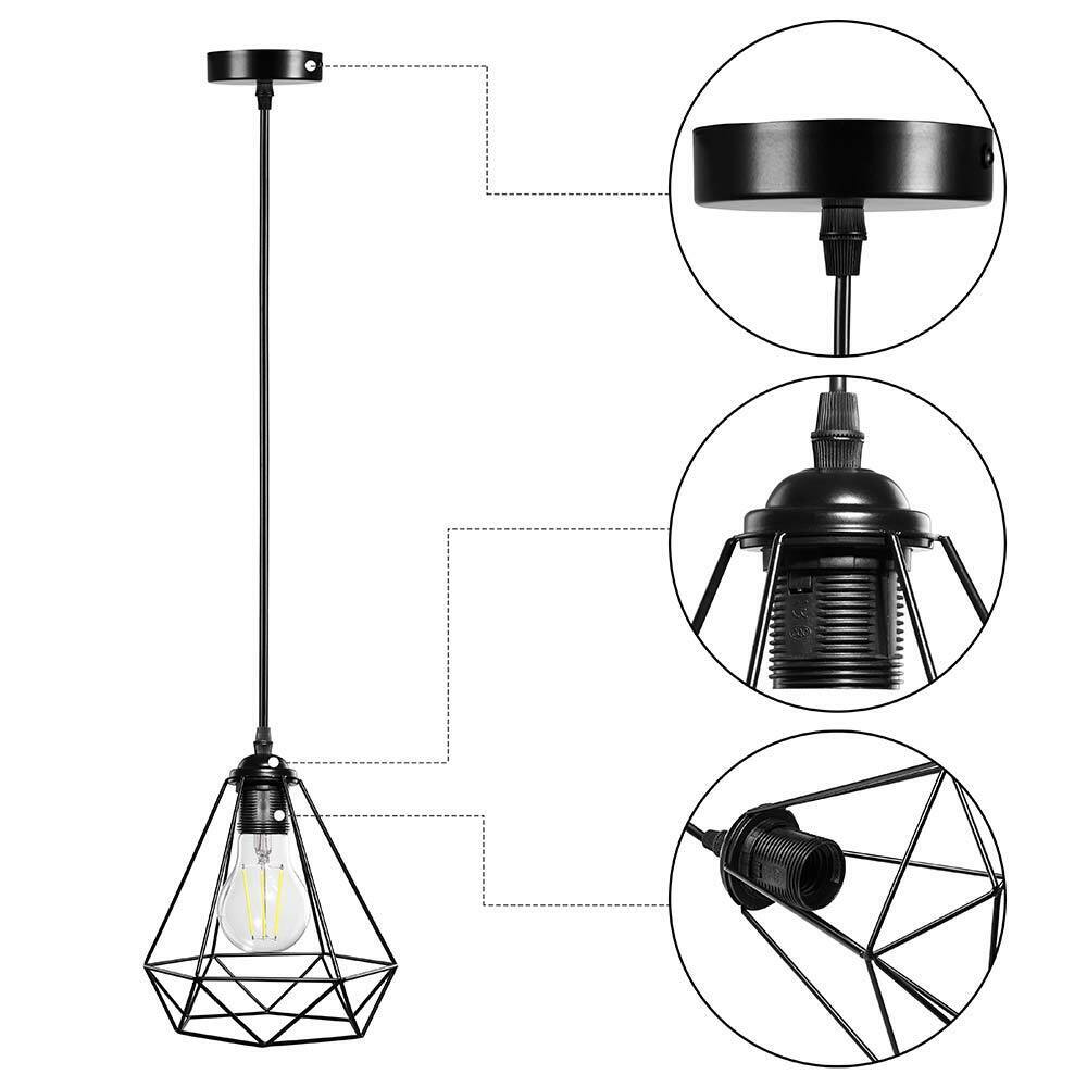 Lampadario Lampada Sospensione Design Moderno Industriale Paralume Nero E27