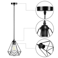 Lampadario Lampada Sospensione Design Moderno Industriale Paralume Nero E27