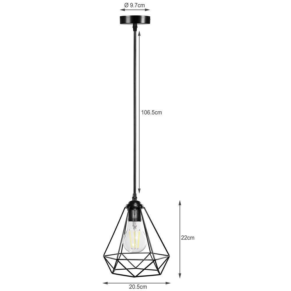Lampadario Lampada Sospensione Design Moderno Industriale Paralume Nero E27