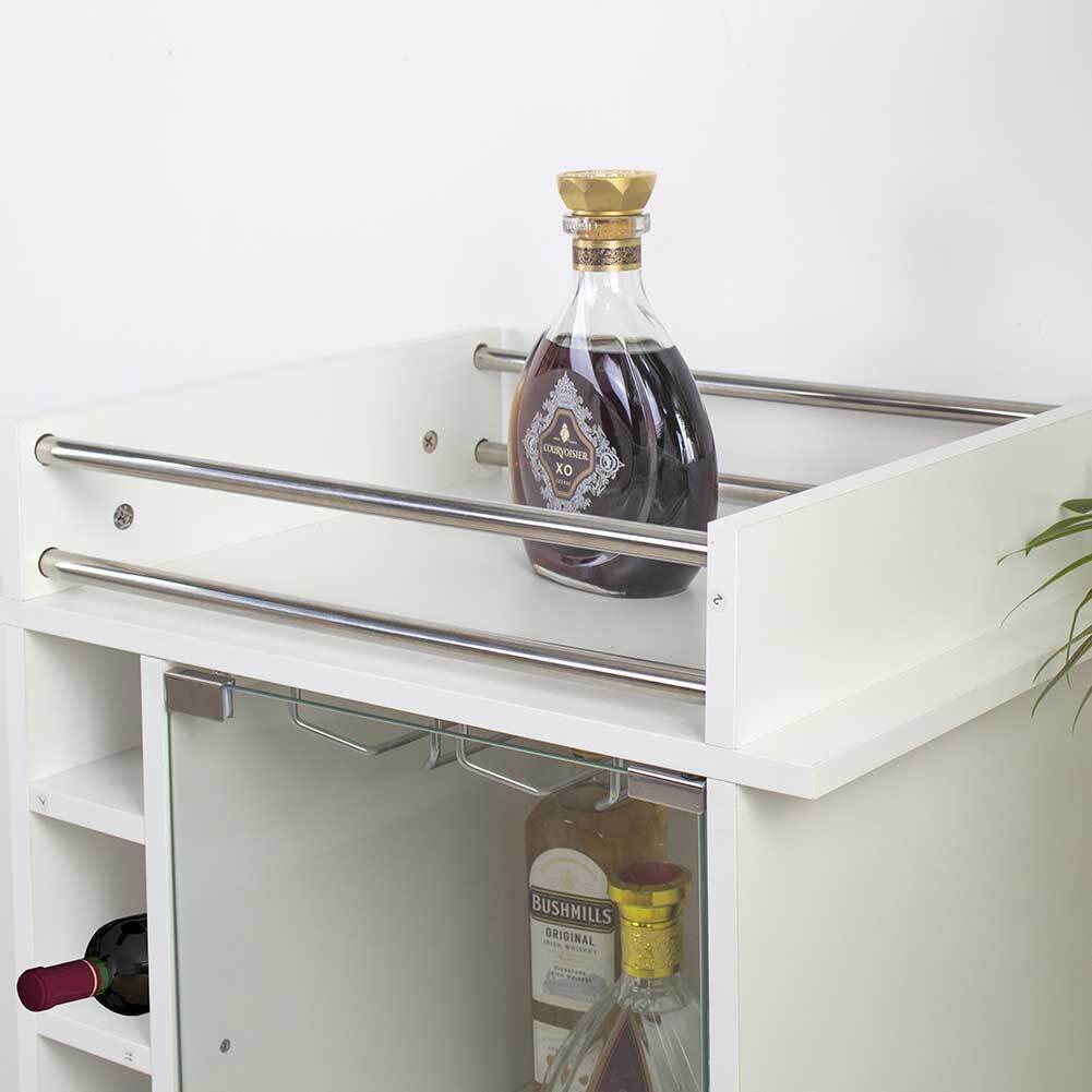 Mobile Bar Cantinetta Bottiglie Vino Legno Cantina 6 Posti Porta Calici Bianco