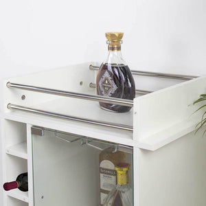 Mobile Bar Cantinetta Bottiglie Vino Legno Cantina 6 Posti Porta Calici Bianco