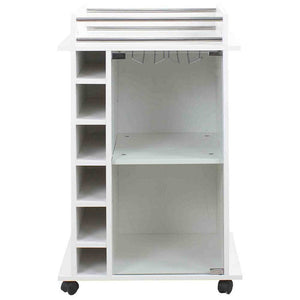 Mobile Bar Cantinetta Bottiglie Vino Legno Cantina 6 Posti Porta Calici Bianco