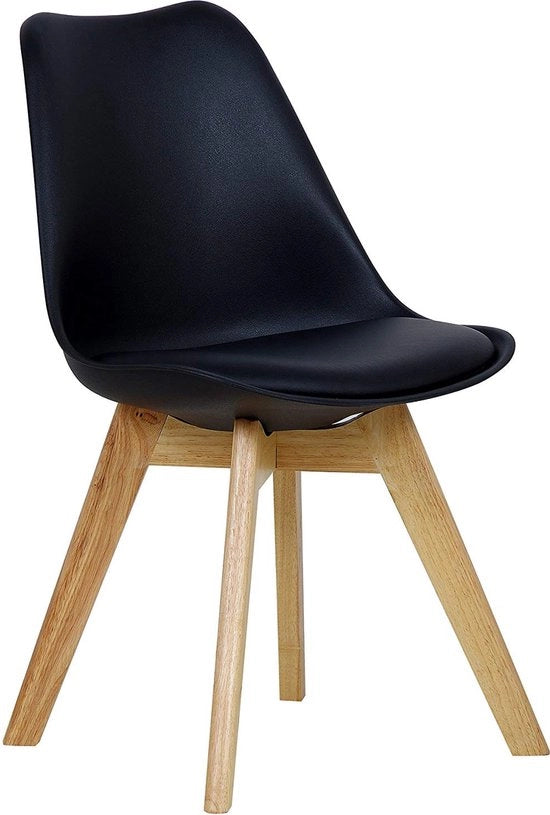 Sedia a Cuscino in Legno Ergonomica - Sedia da Pranzo, Sedia a Cuscino, Sedia, Sedie da Pranzo - Legno di Faggio - Nero - 48x42x82 cm