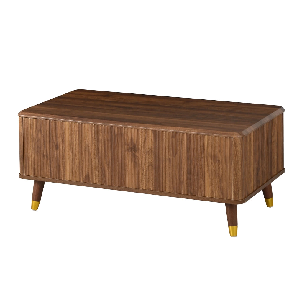 Tavolino da caffè con piano alzabile e vano contenitore - per soggiorno - in MDF - Walnut