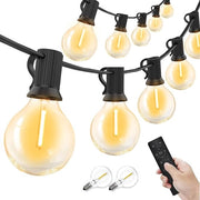 Cavo di illuminazione LED per esterno - 30 m, con 50 lampadine, a controllo remoto, per uso all'aperto, con 2 lampadine di riserva, impermeabile, catenaria G40, con illuminazione alogena calda, per festa, matrimonio, giardino e terrazza