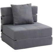 Poltrona Letto Singolo da Terra Pieghevole con Cuscino Incluso, 70x70x61 cm, Grigio