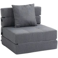 Poltrona Letto Singolo da Terra Pieghevole con Cuscino Incluso, 70x70x61 cm, Grigio