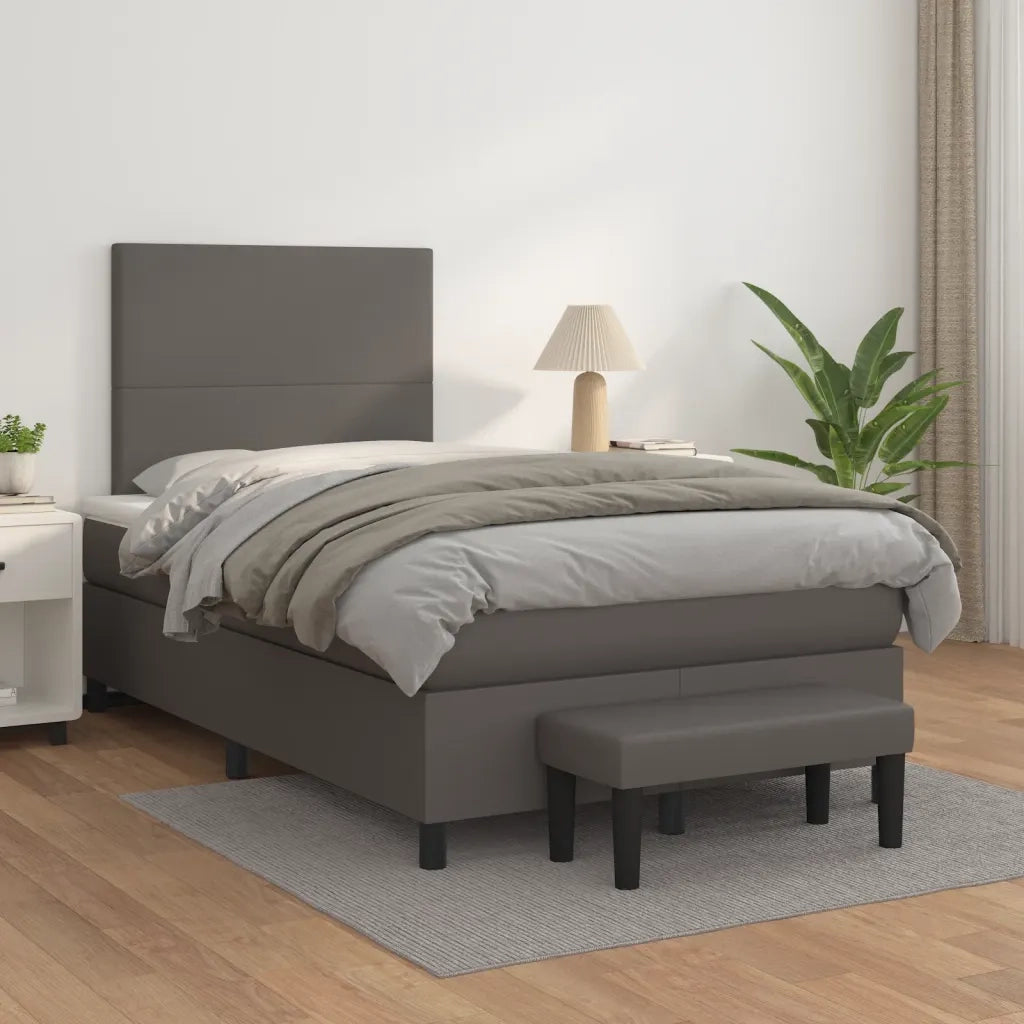 Giroletto a Molle con Materasso Grigio 120x190 cm in Similpelle