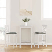 Sgabelli da Bar con Cuscini 2 pz Bianco Legno Massello di Hevea 4102551