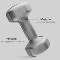 Set 2 Manubri Esagonali da 9 kg in Metallo e Plastica con Impugnatura Antiscivolo, 25x11x11cm, Grigio