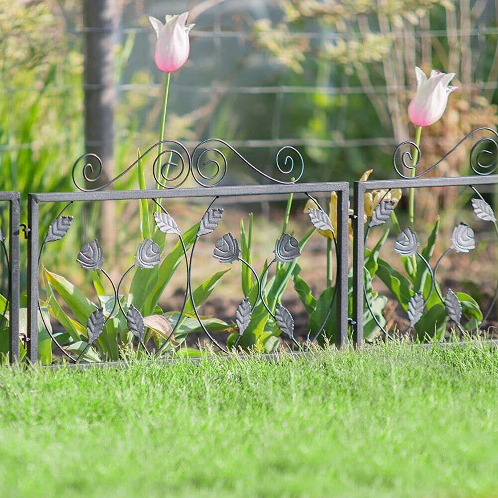 Bordatura Recinzione Giardino Bordo Aiuole Recinto in Metallo 225x34cm Nero