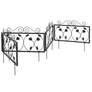 Bordatura Recinzione Giardino Bordo Aiuole Recinto in Metallo 225x34cm Nero