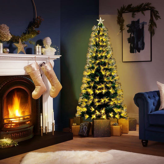 Albero di natale Luminoso 180 cm con Luci LED Fibra Ottica Bianco Caldo