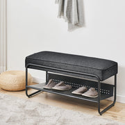 Panca Portascarpe Lillehammer Scarpiera 90x37x42 cm Nero [en.casa]