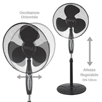 Ventilatore Colonna Piantana 45W 40cm 3 Velocita Altezza Regolabile Telecomando