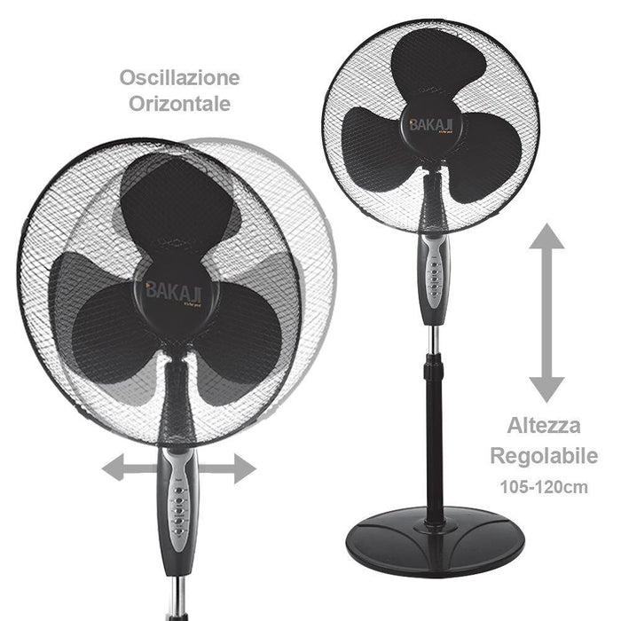 Ventilatore Colonna Piantana 45W 40cm 3 Velocita Altezza Regolabile Telecomando