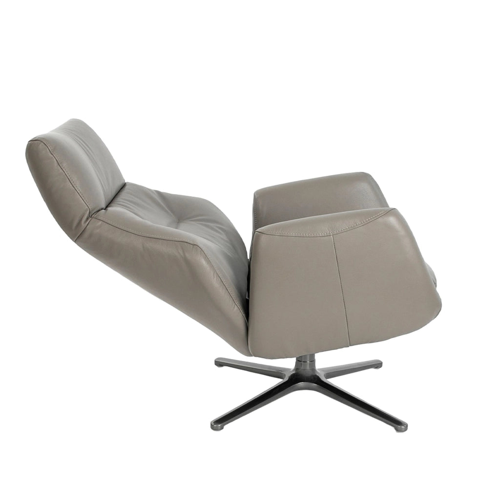 Poltrona girevole in pelle grigio scuro