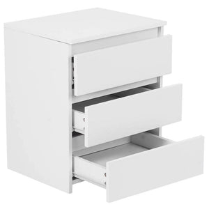 Comodino Mobiletto Cassettiera 3 Cassetti Design Moderno in legno Melamin Bianco