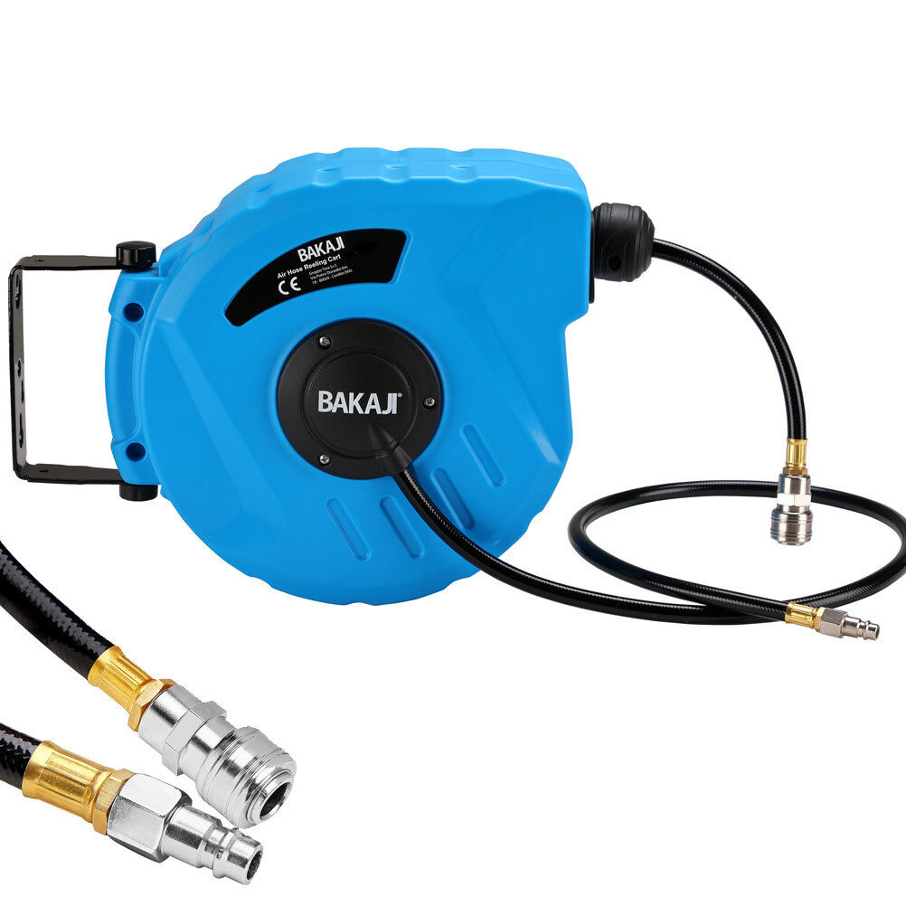 Avvolgitubo Aria Compressa con Tubo 10 Mt Attacco 1/4 Fissaggio a Parete Muro