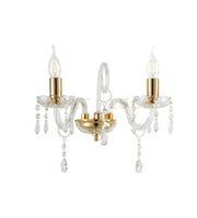 MARIA TERESA APPLIQUE MT/2 L6 PASTORSLE 2 LUCI CRISTALLO E ORO ATTACCO E14 L.32CM