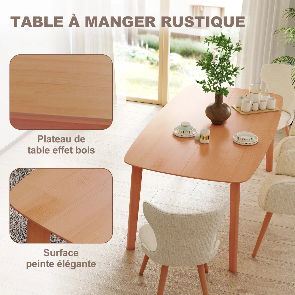 Tavolo da pranzo allungabile rettangolare in legno massello per 6 persone ¨C Minimal ¨C naturale 150x80x76