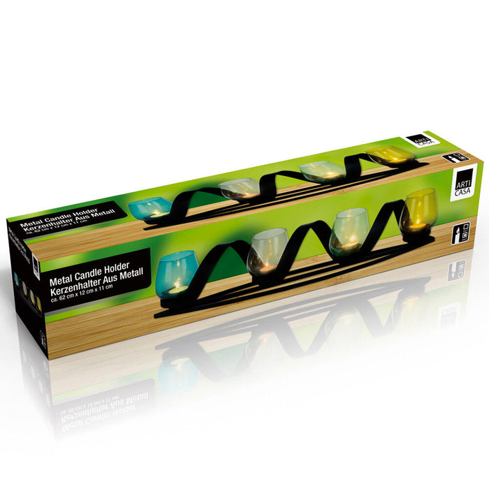 Portacandele Arti Casa Con Struttura in Metallo 62x12cm Casa Soggiorno Atsmofera