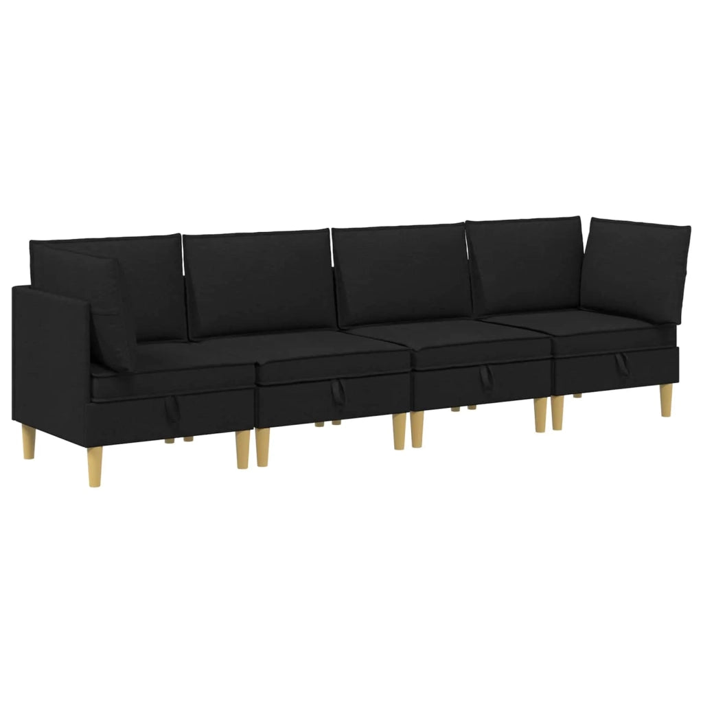 Set di divani modulari con spazio di archiviazione 4 pcs Nero