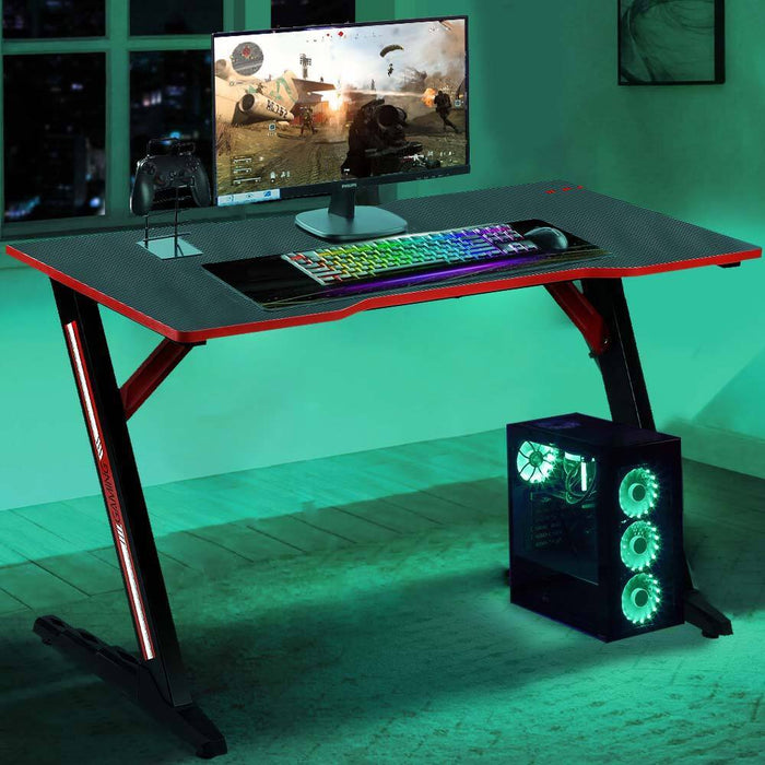 Scrivania Gaming Porta Pc Computer in Metallo e Legno MDF Tappetino Mouse Pad