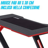Scrivania Gaming Porta Pc Computer in Metallo e Legno MDF Tappetino Mouse Pad