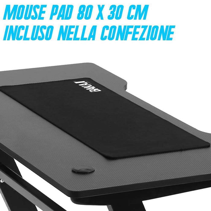 Scrivania Gaming Porta Pc Computer con Luci LED RGB e Tappetino Mouse Pad 80x30