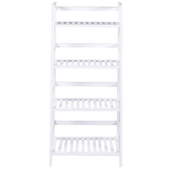 Libreria Scaffale Multiuso in Legno di Bambu 4 Ripiani 116x48x32cm Casa Ufficio