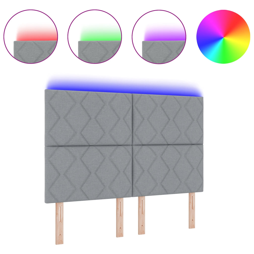 Testata LED Design Blocchi di Diamante Grigio Chiaro 160 cm Tessuto