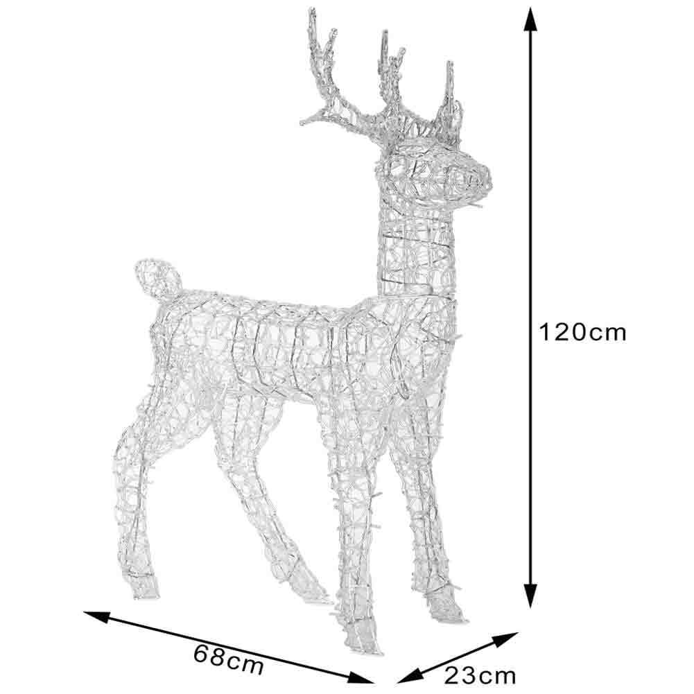 Renna Natalizia Luminosa per Esterno 240 LED Bianco Caldo Cervo Grande 3D Natale