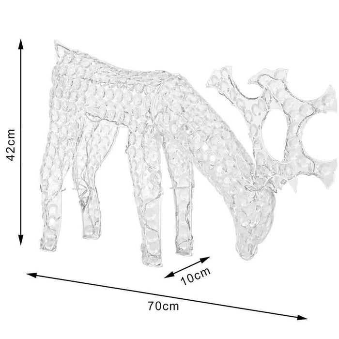 Renna Natalizia Luminosa mangia erba 3D in Acrilico 100 LED Bianco Freddo H42 cm