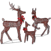 Famiglia 3 Renne Luminose di Natale 600 LED Bianco Caldo Intreccio Corda Esterno