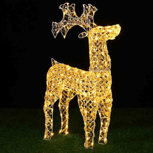 Renna Natalizia Luminosa 3D in Cristalli Acrilici 100 LED Bianco Caldo H. 70 cm