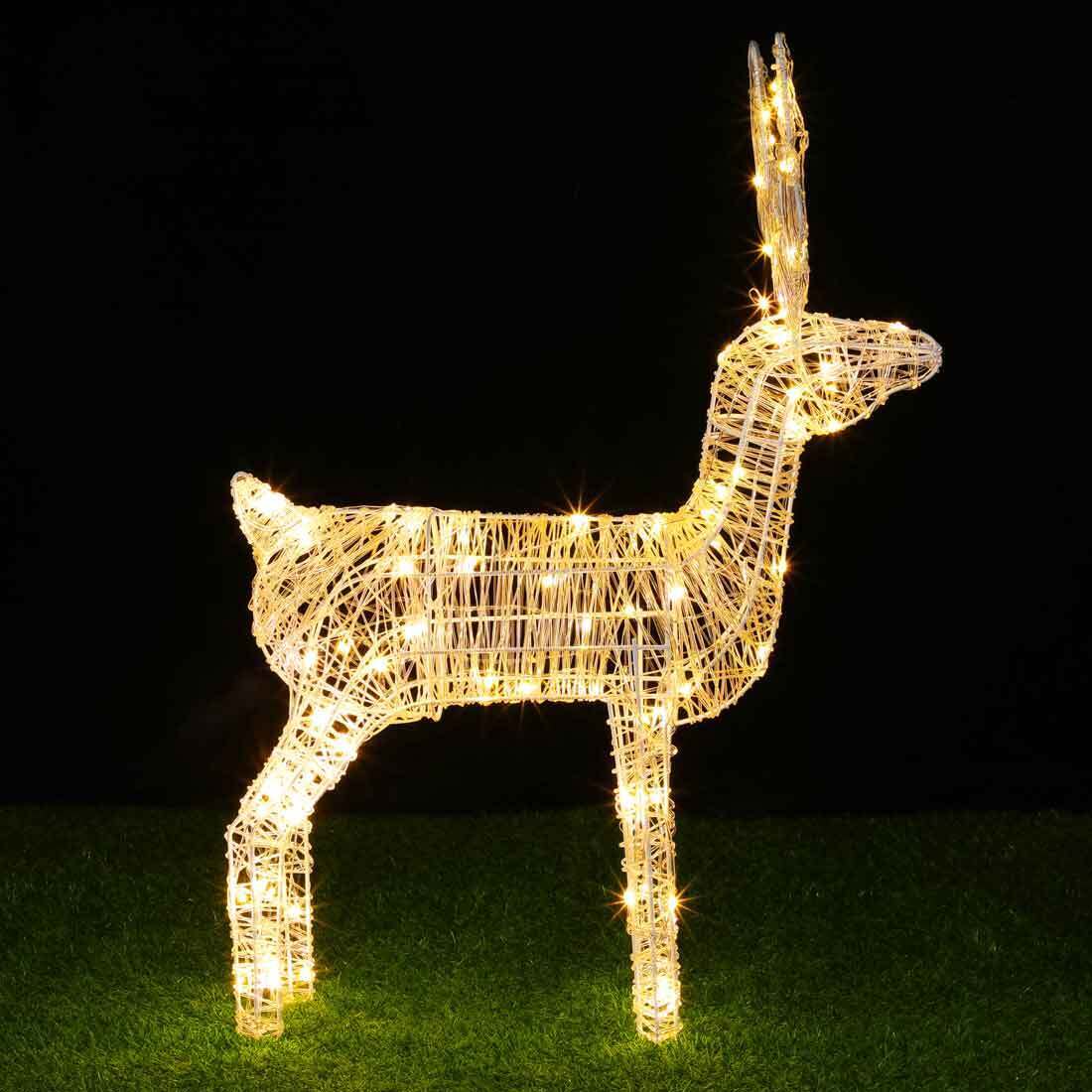 Renna Natalizia Luminosa per Esterno 80 LED Bianco Caldo Addobbi 3D Natale
