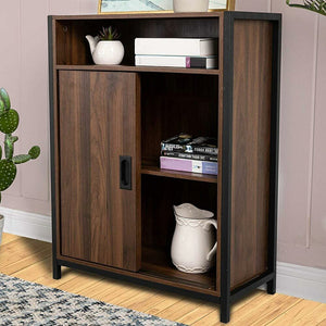 Mobile Mobiletto Basso Libreria Design Moderno 2 Ante Scorrevole e 3 Ripiani