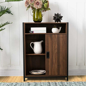 Mobile Mobiletto Basso Libreria Design Moderno 2 Ante Scorrevole e 3 Ripiani