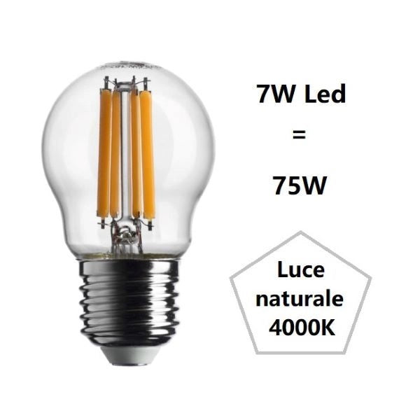 LAMPADINA SFERETTA A LED 7W LUCE NATURALE 4000K 1055 LUMEN E27 BOT LIGHTING