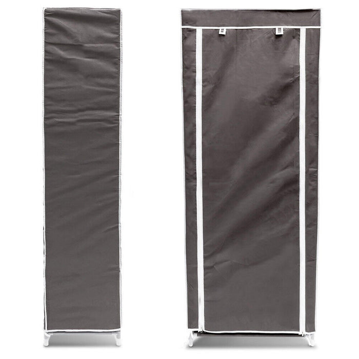 Scarpiera Salvaspazio 10 Ripiani 36 Paia Scaffale Acciaio e Tessuto TNT Grigio