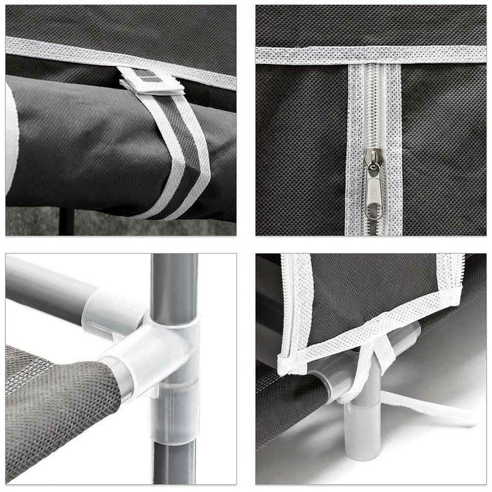 Scarpiera Salvaspazio 10 Ripiani 36 Paia Scaffale Acciaio e Tessuto TNT Grigio